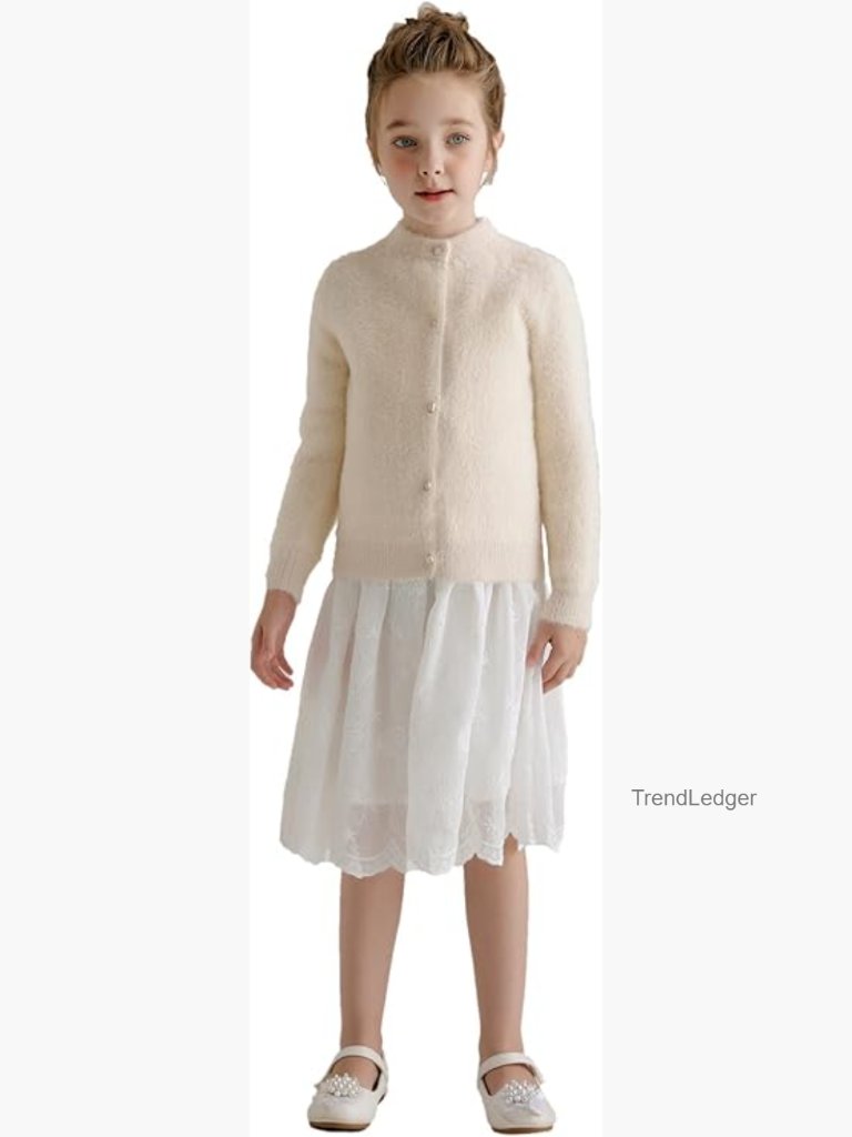 Girls Fuzzy Button Cardigan Sweater Long Sleeve Winter Jacket